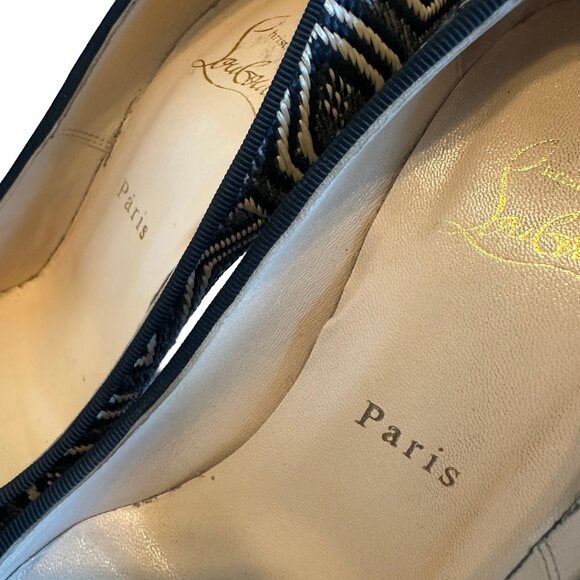Christian Louboutin Daffodile Platform Pumps Heels Panama Geometrico Size 39 - Picture 15 of 16